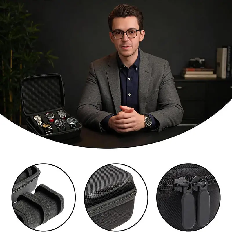 Compact Zippered Watch and Jewelry Travel Organizer with Anti-Scratch Protection