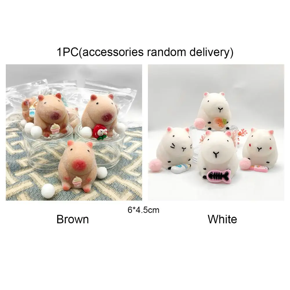 Random 1PC Pink White Capybara Squeezing Toys Squishy Toys Capybara Stress Relief Toys Pinch Stretch Decompress Stress Toys 6