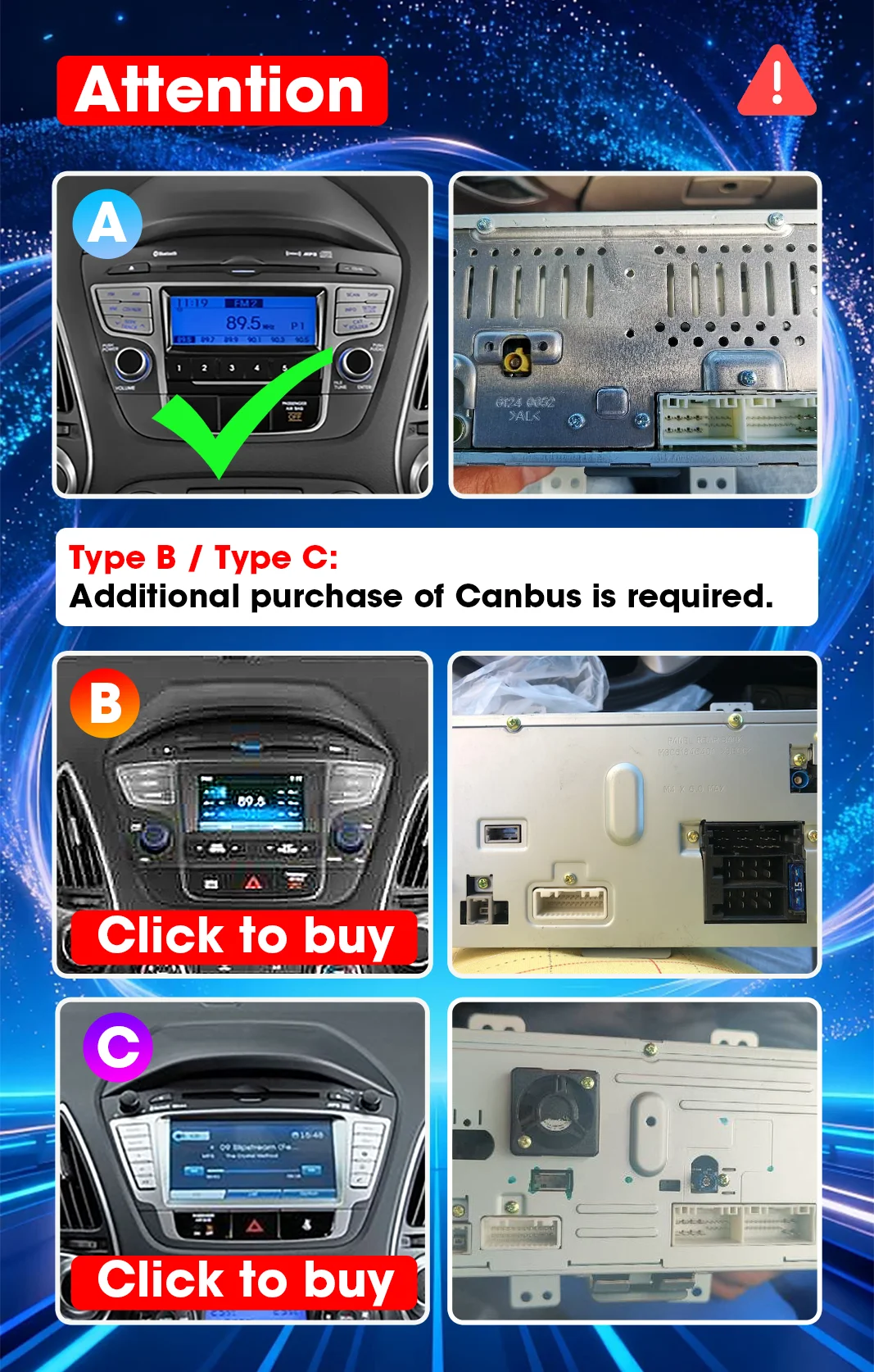 Srnubi 2 Din Android Auto Carplay für Hyundai Tucson 2 IX35 2009 - 2015 Autoradio mit SWC-Unterstützung Multimedia-Player 8-Kern-Haupteinheit – Detail 1