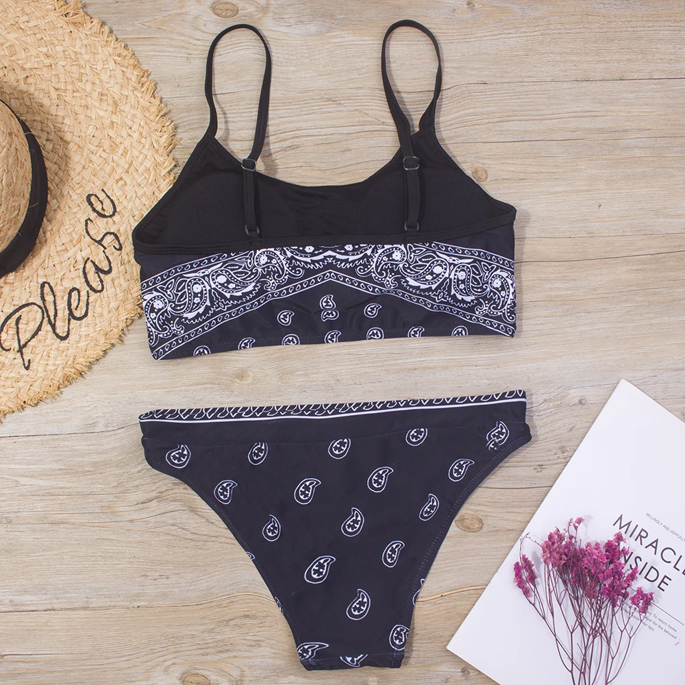 Girls Swimsuit 3-14Y Falbala Two Pieces Bikini Set Biquini Bandage Floral Print Children Beach Bathing Suit