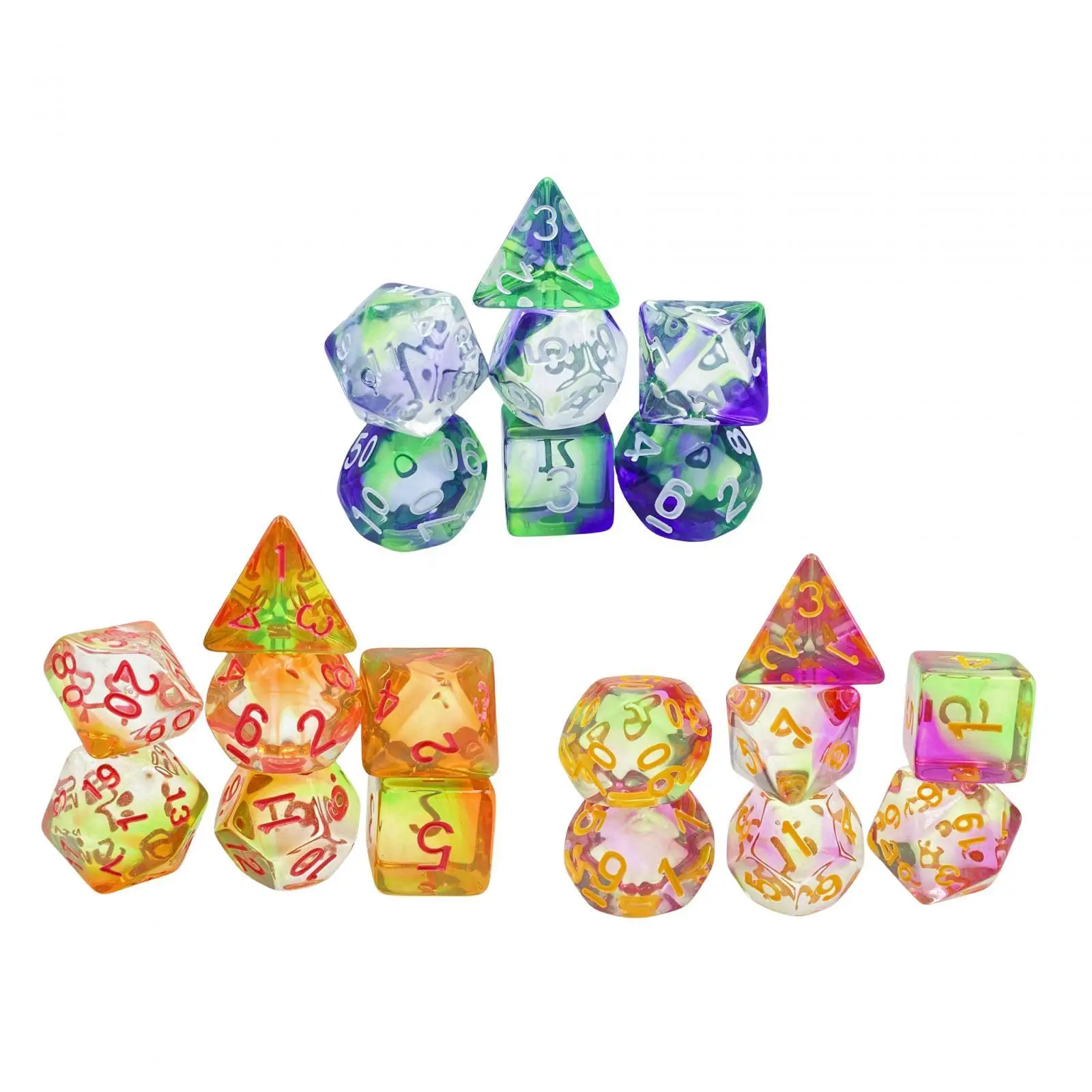 

7x Polyhedral Dices Set D4 D8 D10 D12 D20 Party Favors Acrylic Dices for Table Game Board Game Card Game Role Playing Game