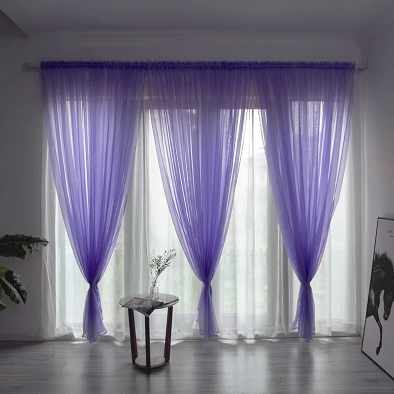 Description Picture 5 of item100x200cm 1PC Solid Color Sheer Curtain For Living Room Window String Curtains Bedroom Drape Panel Tulle Treatments