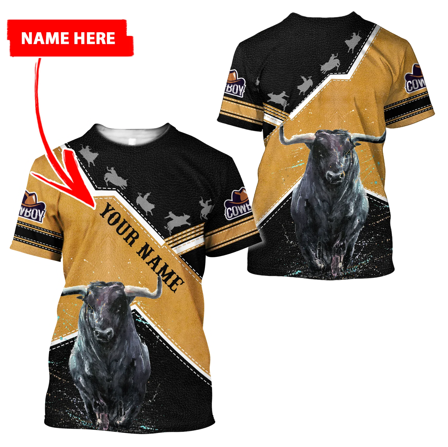 2022 sommer Mode herren t shirt Personalisierte Name Bull Reiten Tattoo 3D Gedruckt Unisex T-shirt straße Beiläufige sport T-shirt DW45 – Detail 4