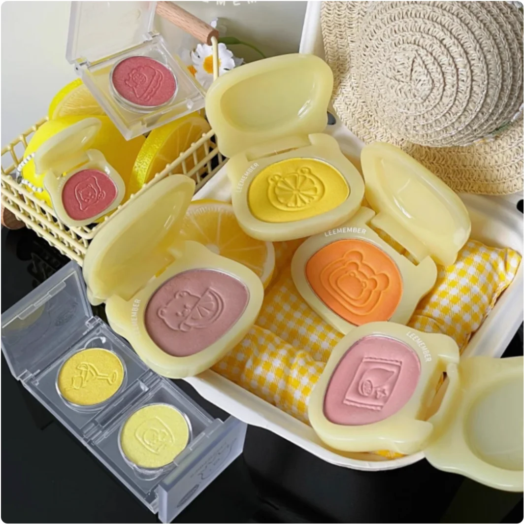 LEEMEMBER Summer Edition Color Lemon Yellow Eye Shadow and Blush Monochrome Pearlescent Fine Play Makeup Cosmetics