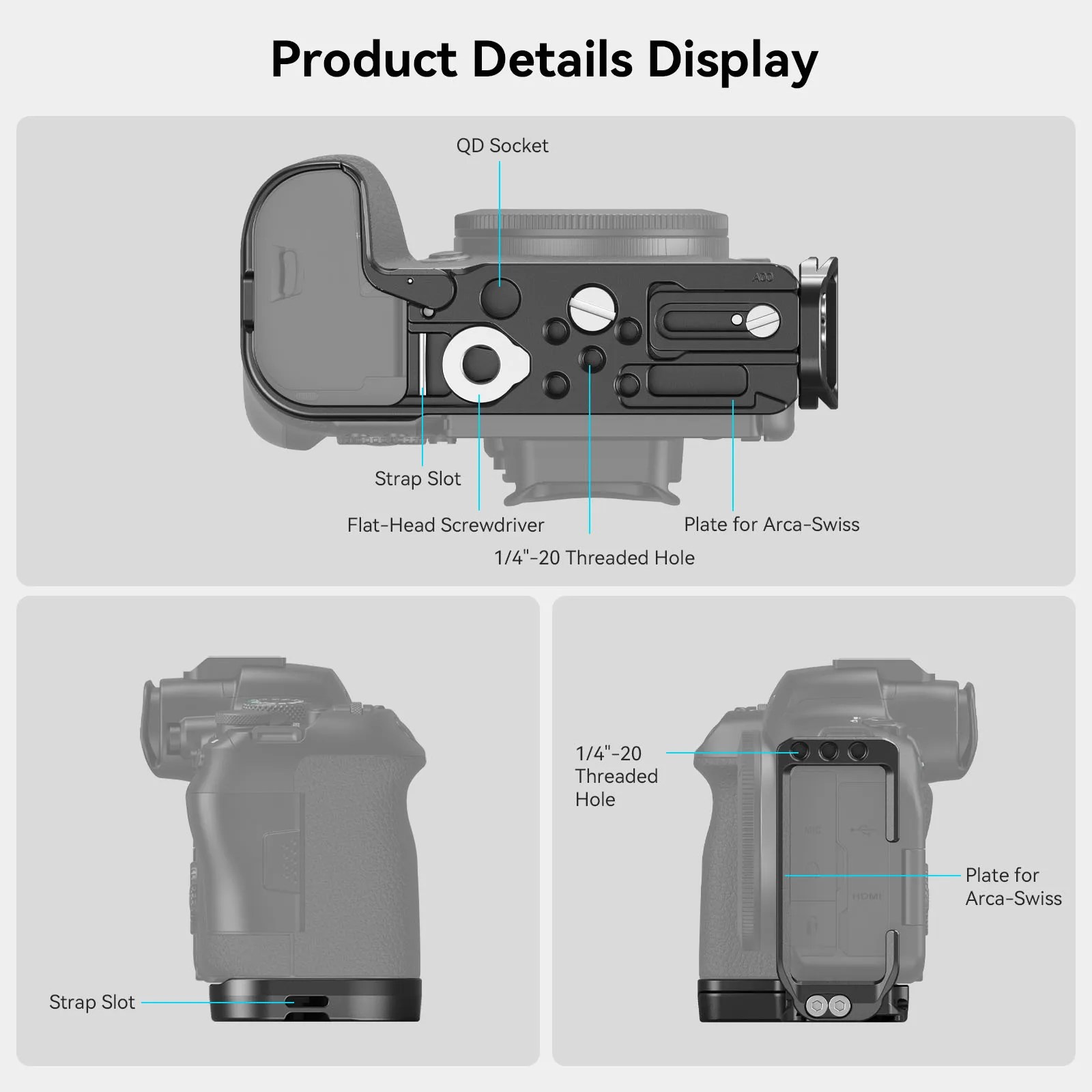 Smallrig l-canoneos r6 mark ii/r5/r5 c/r6l用の形状マウントプレート
