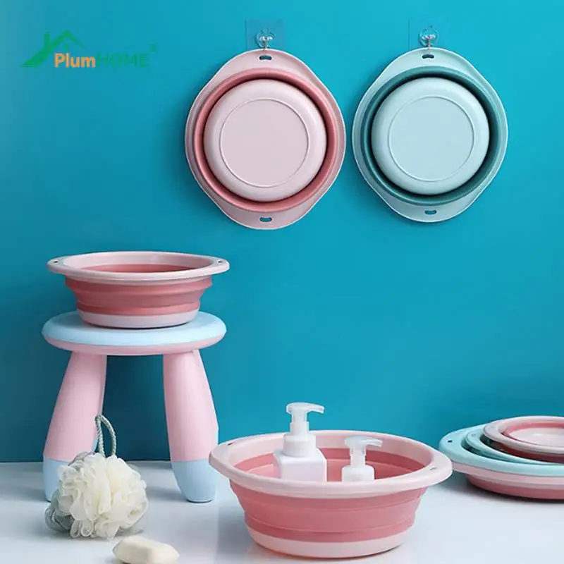 portable folding washbasin household plastic laundry tub travel thickened large wash basin plastic basin