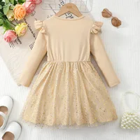 Robe de tempérament élégante pour filles, couleur unie, en mousseline de soie, à la mode, pour filles de 1 à 6 ans, robe de soirée printemps-automne 6