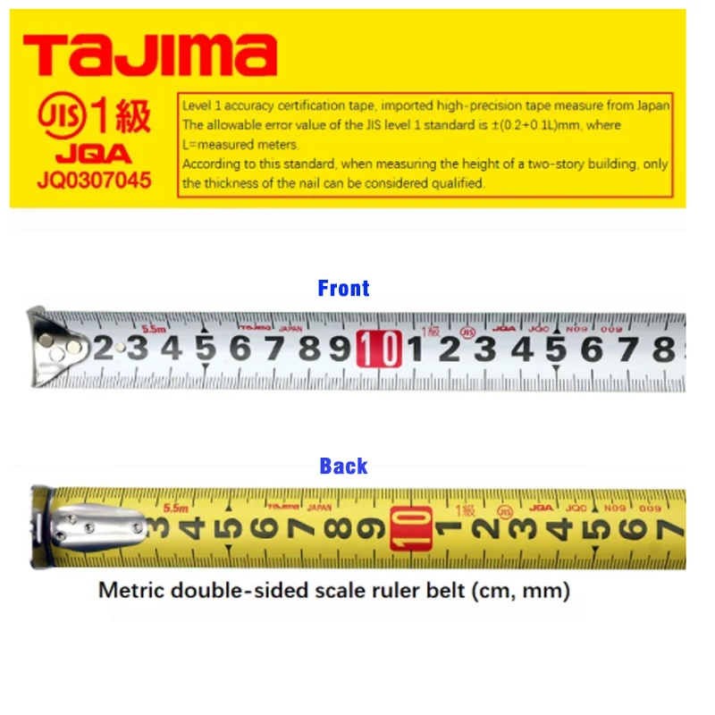 Tajima Tape 2m3 M 3.5 M 5 M 5.5 M 7.5 M 10M Double-sided Scale Steel Tape  Box Ruler Meter Ruler