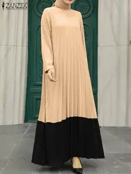 ZANZEA Muslim Turkey Abaya Women Patchwork Fashion Long Dress Eid Mubarek Maxi Sundress Ramadan Hijab Vestido Robe Femme Kaftan