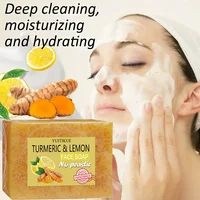 YUITIKUE savon au curcuma et au citron nettoyant au citron éclaircit la peau terne minimise les Pores améliore le teint de la peau savon exfoliant 6