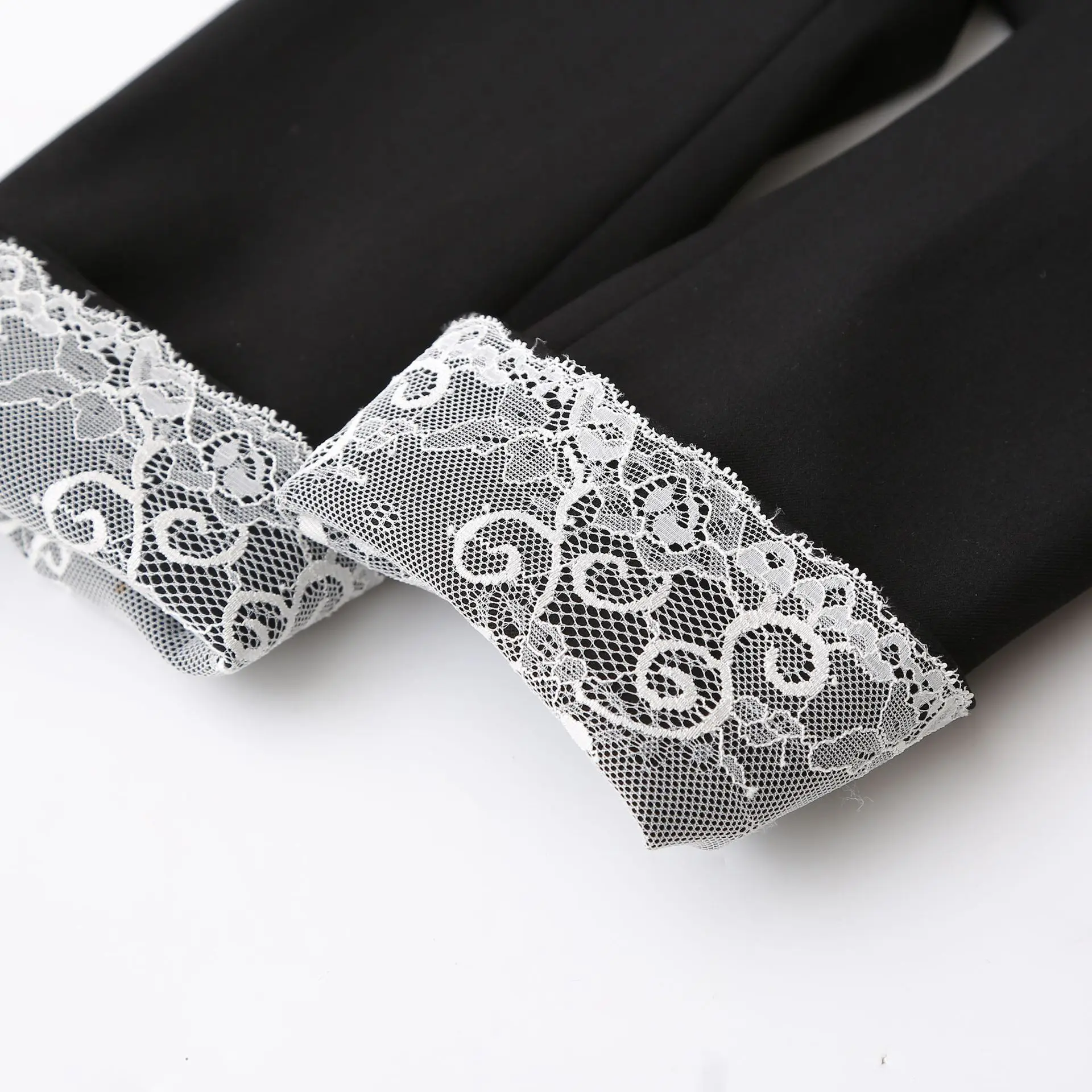 XXXXL Fashion Plus Size Women's Blazer Autumn New Casual Double Breasted Cuffs With rolled-up Lace Suit Jacket 2515