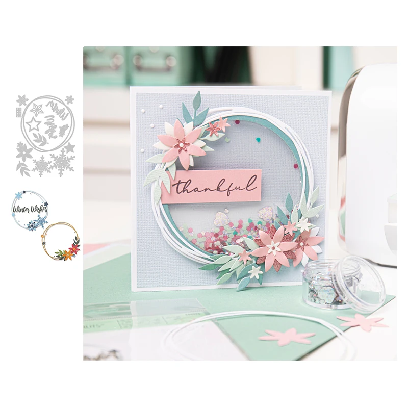 

Christmas Flower Leaf Wreath Metal Cutting Dies Mold Diy Embossing Dies Cutter Craft Paper Card Scrapbooking Making 2022 New