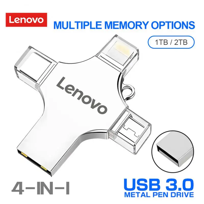 Nuovo Lenovo 4 In 1 Usb Flash Drive Tipo C Usb Otg Pen Drive Ruota Flash Disk Pendrive Ad Alta Velocità 1/2Tb Per Computer Phone Usb3.0