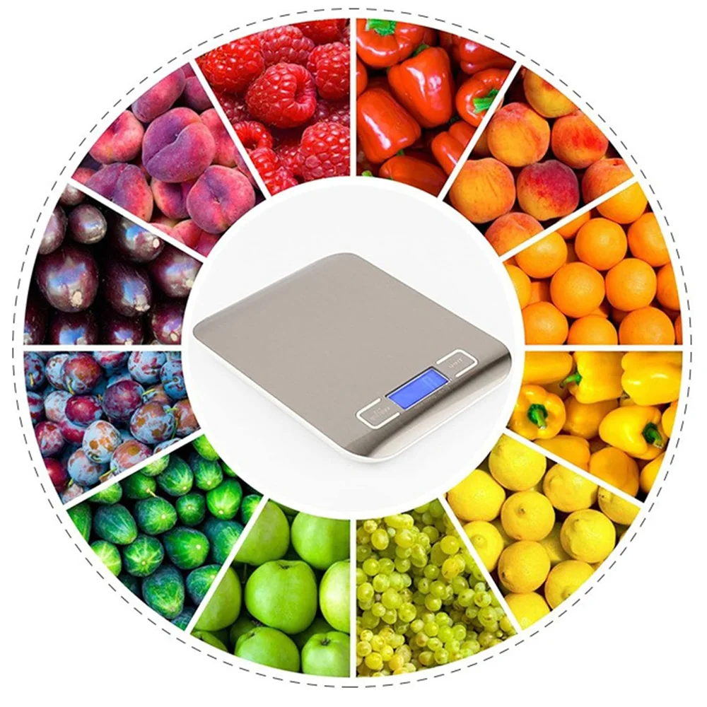 Digital Kitchen Scale Professional 10kg/1g Accurate Measurement Stainless Steel for Baking Cooking