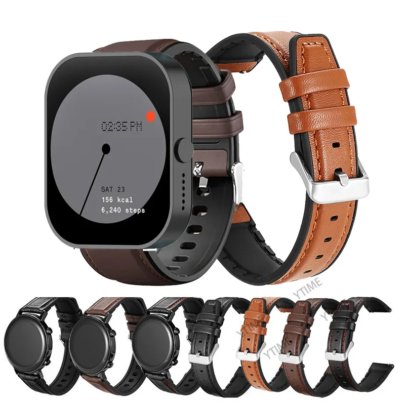 Premium Silicone Leather Watchband - 46mm Smartwatch Strap, 22mm Bracelet