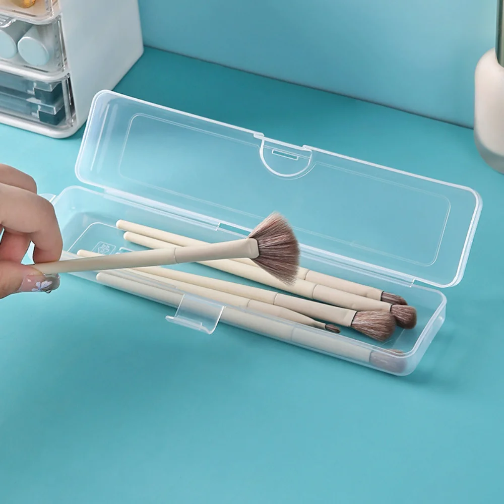 2PCS light travel transparent dust-proof paint eye shadow eyebrow brush finishing box portable makeup brush storage box 5