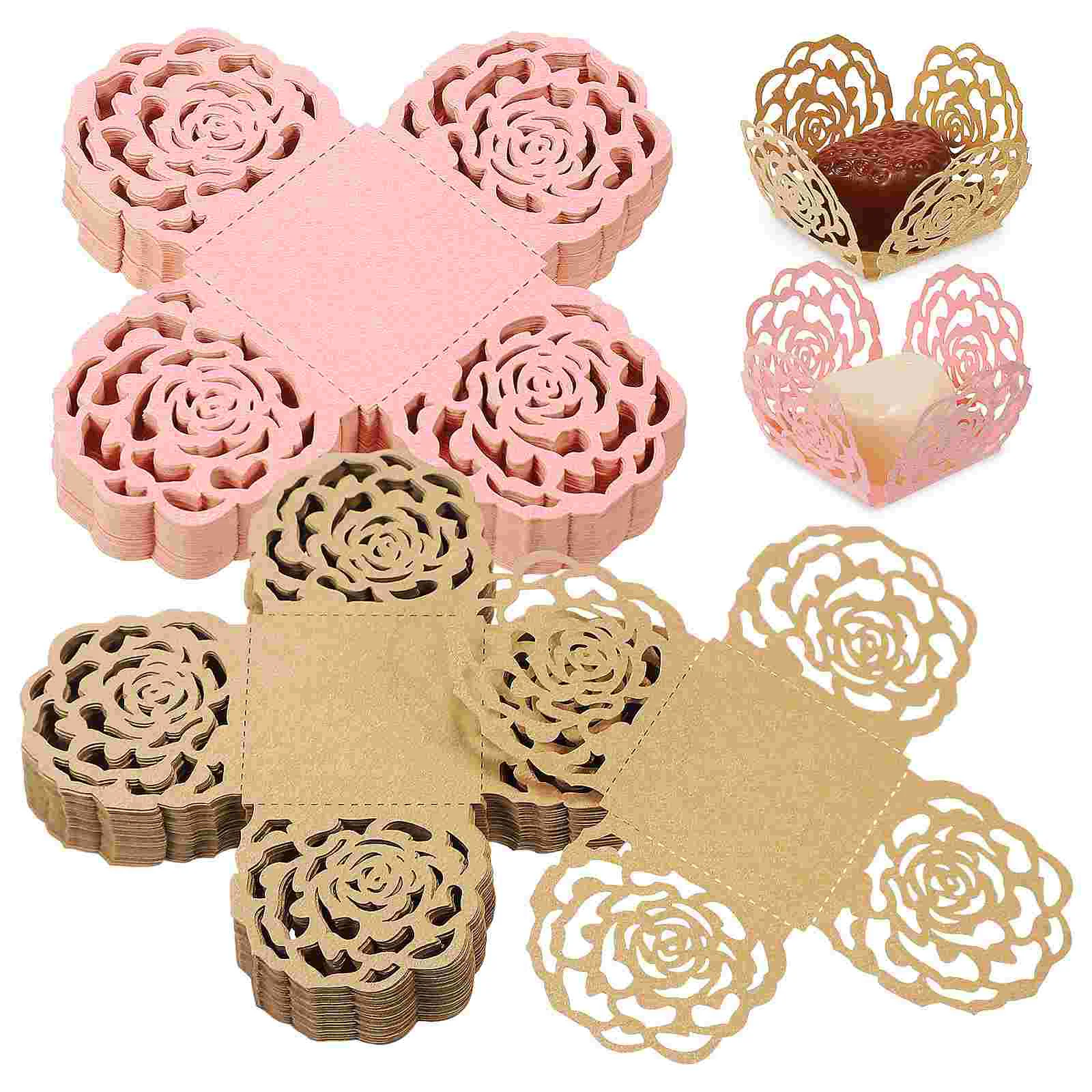 

Truffle Wrappers Chocolate Paper Mini Cupcake Liners Party Rose Border Paper Tray For Wedding Party Dessert Table Decor