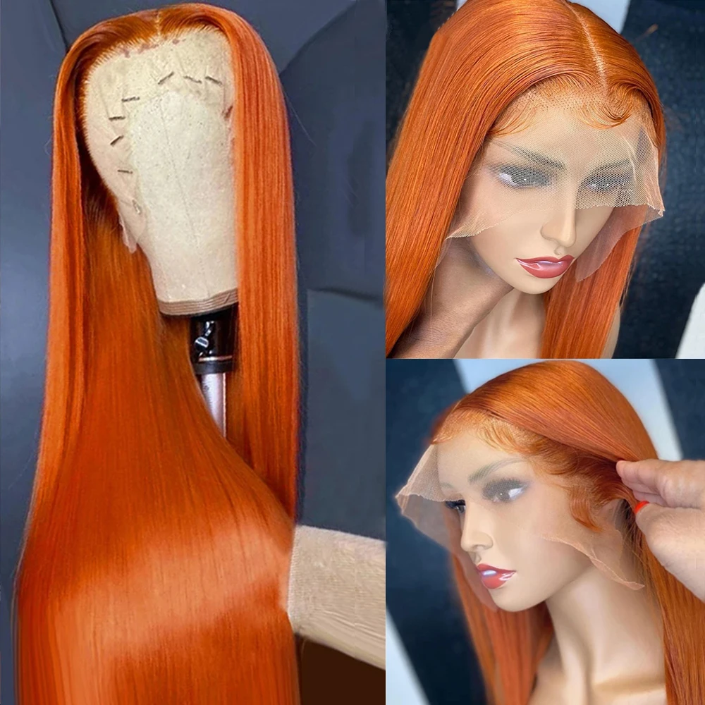 

Straight Glueless Ginger Human Hair Wigs 13x6 HD Lace Front Human Hair Wig Ginger Orange 4x4 Pre Plucked 13x4 Lace Frontal Wigs