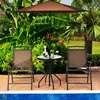 3 PCS Bistro Conversation Patio Pub Dining Set W/ 2 Folding Chairs & Glass Table 3