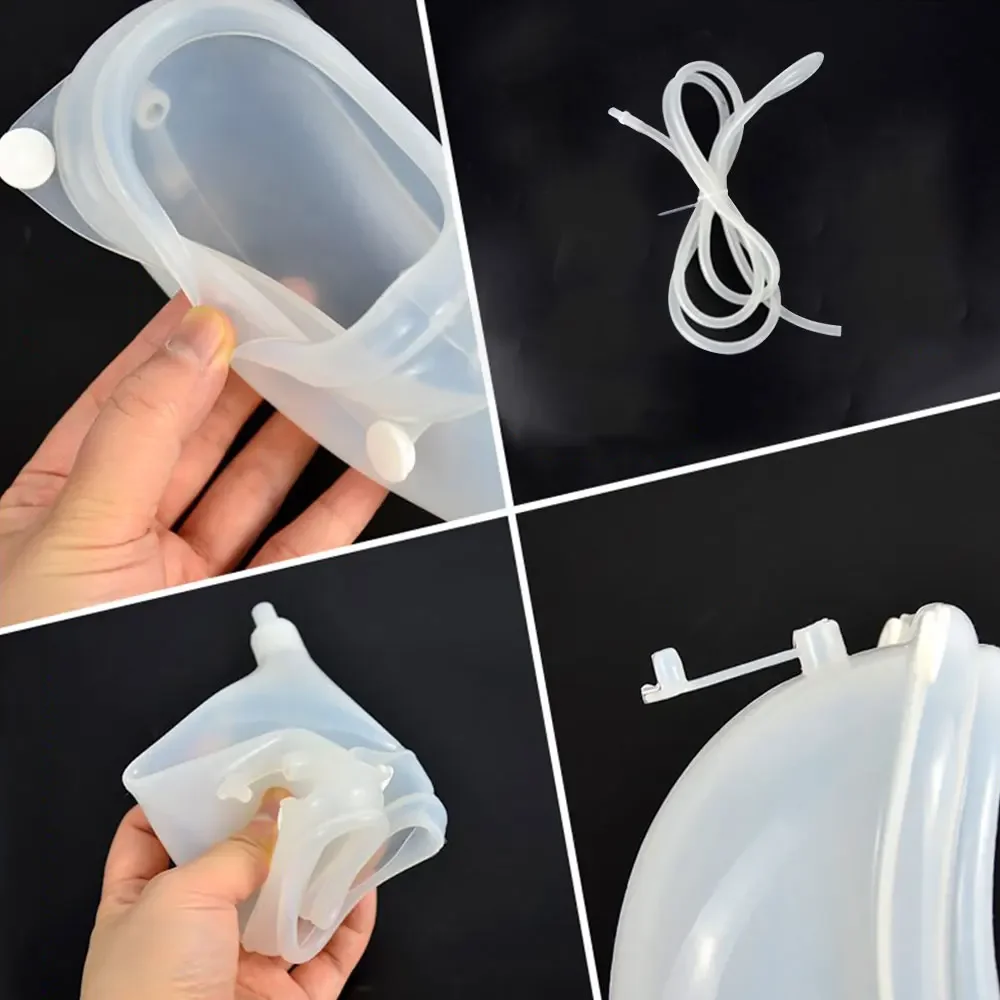Men Wearable Urine Drainage Bag Silicone Urinal Collector Pee Holder with Catheter 1000ML 2000ML for Male Incontinence Bedridden