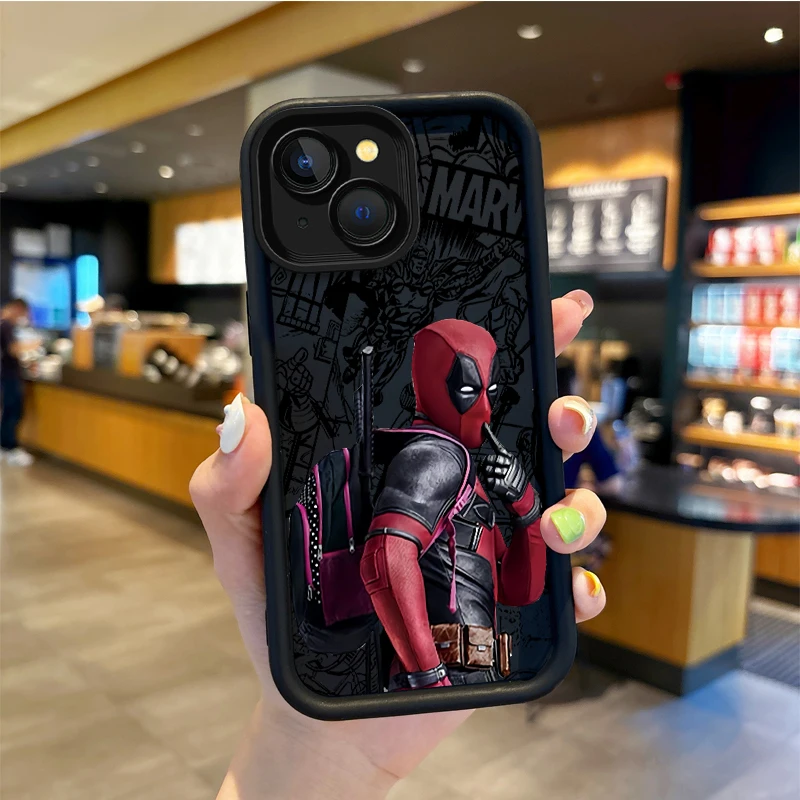 thumbnail image 1 of Funda de teléfono de Deadpool de Marvel, carcasa protectora a prueba de golpes para iPhone 16, 15, 14, 13, 12, 11 Pro Max, 16, 15, 14, 8, 7 Plus, X, XS Max, 8, 7, 1 of 5