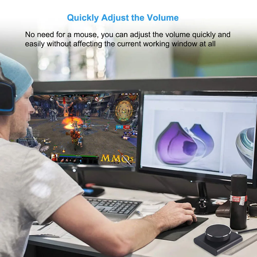 USB Volume Control Knob PC Computer Speaker Audio Volume Controller 2 Modes Metal Volume Knob with USB Cable for Windows/ Os