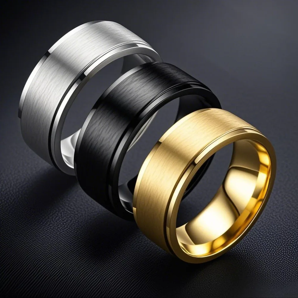 خواتم من الفولاذ المقاوم للصدأ للرجال والنساء 8 مم خواتم زفاف ذات سطح غير لامع وحافة مصقولة للرجال