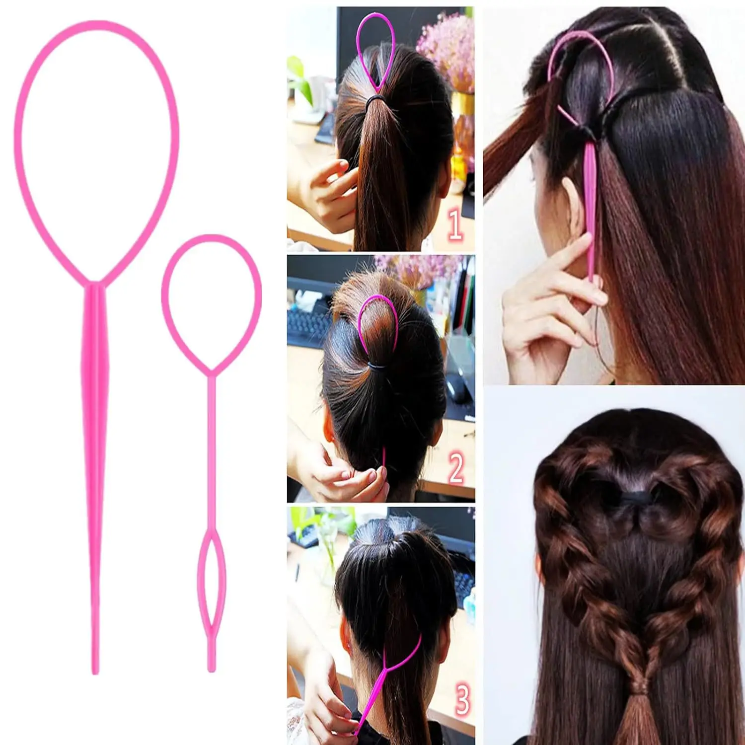 Hair Styling Comb Set Teasing Hair Brush Triple Teasing Comb Rat Tail Combs Edge Brush Hair Tail Tools Braid Tool Loop 4