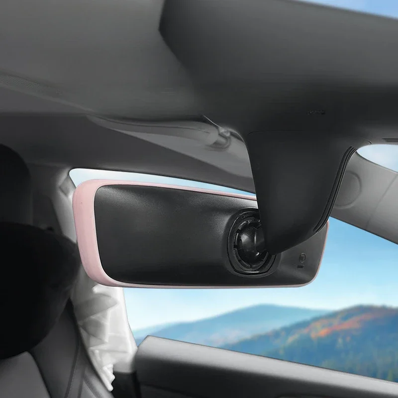 For Tesla Model 3 Y Car Interior Rearview Mirror Accessories Protector Trim Silicone Decor Frame White Pink Protection Strip