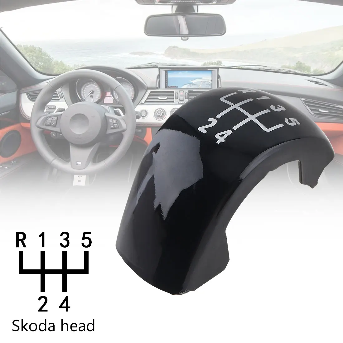 

5 Speed Manual Styling ABS Plastic Gear Shifter Shift Lever Knob Stick Handball Head Cover for Skoda- Octavia MK2 1Z0798001