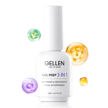GELLEN Kit 3 in 1 Primer e Disidratante per Unghie 15ml Gel Preparatorio per Unghie Acriliche Squalane VE Favorisce la Salute Asciugatura all'Aria Lunga Durata