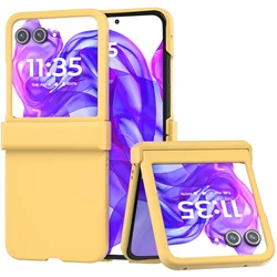 Candy Color Shockproof Flip Cover with Skin Feel Finish - Protective Case and Plain PC Bumper Shell for MOTO 60 Ultra (Yellow)