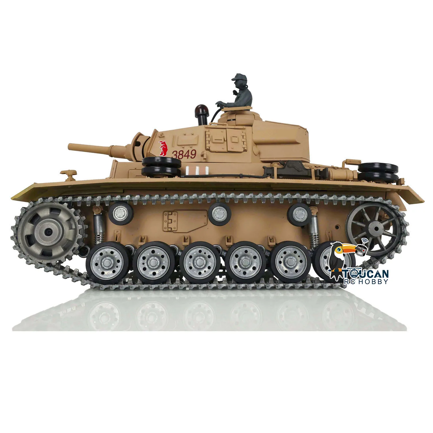 HENG LONG 1/16 7.0 커스텀 팬저 III H RTR RC 탱크 3849 메탈 트랙 휠 스틸 스프로킷 휠 BB 슈팅 옐로우 TH17369