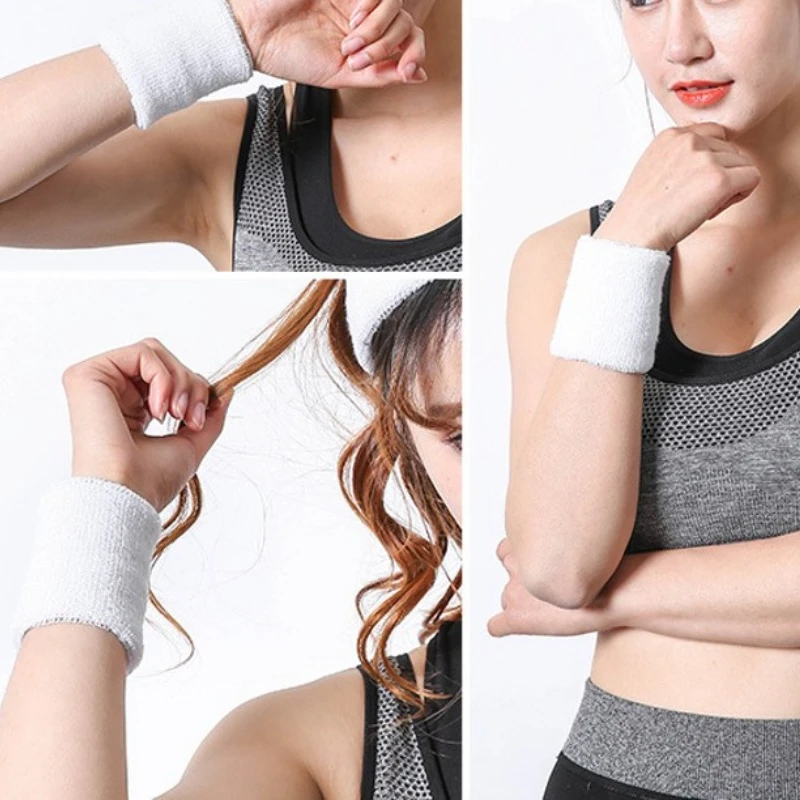 Cotton Wrist Wrap Sweatband Moisture Wash Towel Band Absorbent Wicking Athletic Tennis Basketball Gym Wrist Support 1/2pcs wrist sweat wristbands wrist sweatband