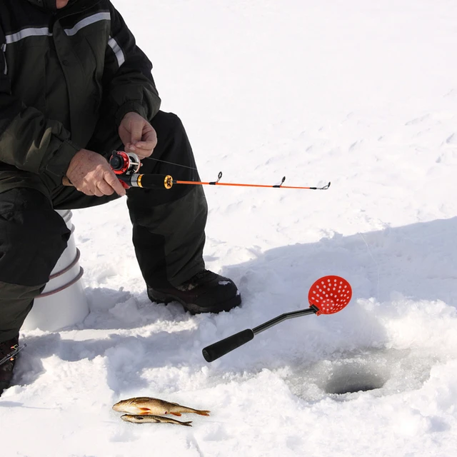 Ice Fishing Rod Reel Combo Complete Kit with Ice Skimmer Spoon and