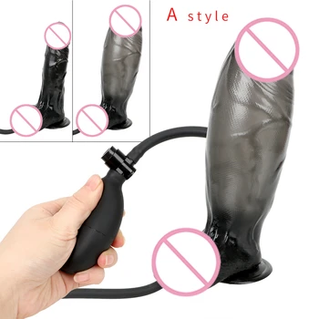 Big Inflatable Dildo Large Soft Dildos Suction Cup Realistic Penis Anal Plug Sex Toys for Women Pump Huge Butt Plug Anal Toy 4