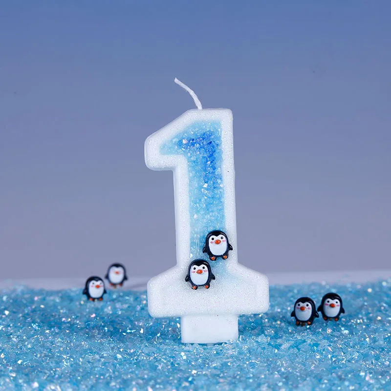 Cute Penguin Birthday Candles 3D Antarctic Glacier 0-9 Number Nice Party Wedding Cakes Decorations