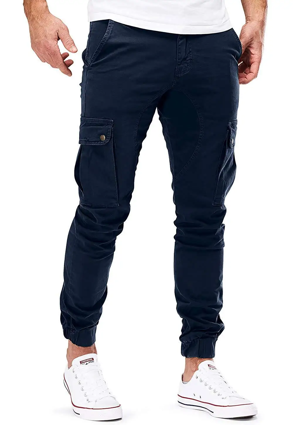 Description Picture 5 of itemSolid Men's Cargo Pants Skinny Four Seasons Outdoor Big Pocket Long Tactical Trousers Men New M-3XL YB-A659