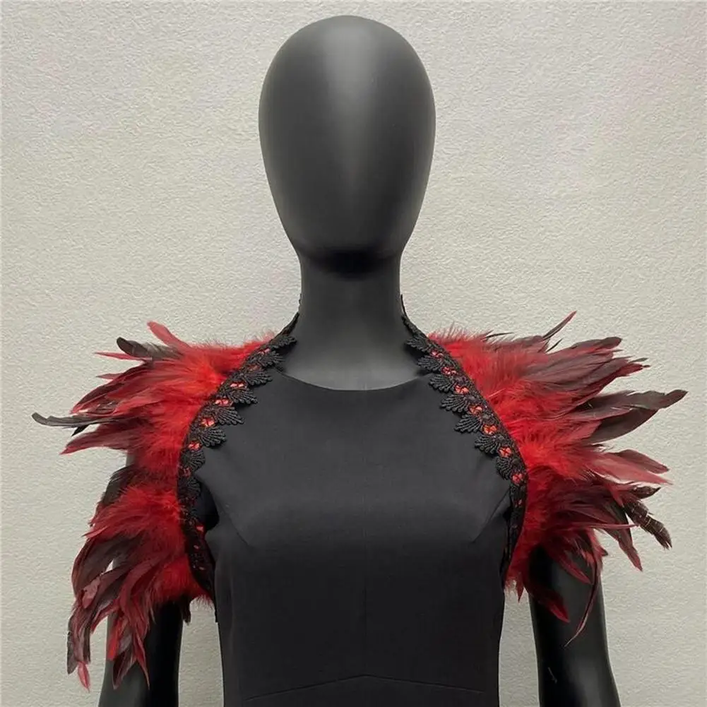 Feather Shrug Shawl Shoulder Wrap Cape Lace Decoration Gothic Cosplay Party Stage Performance Fake Collar Dancer Costume Scarf