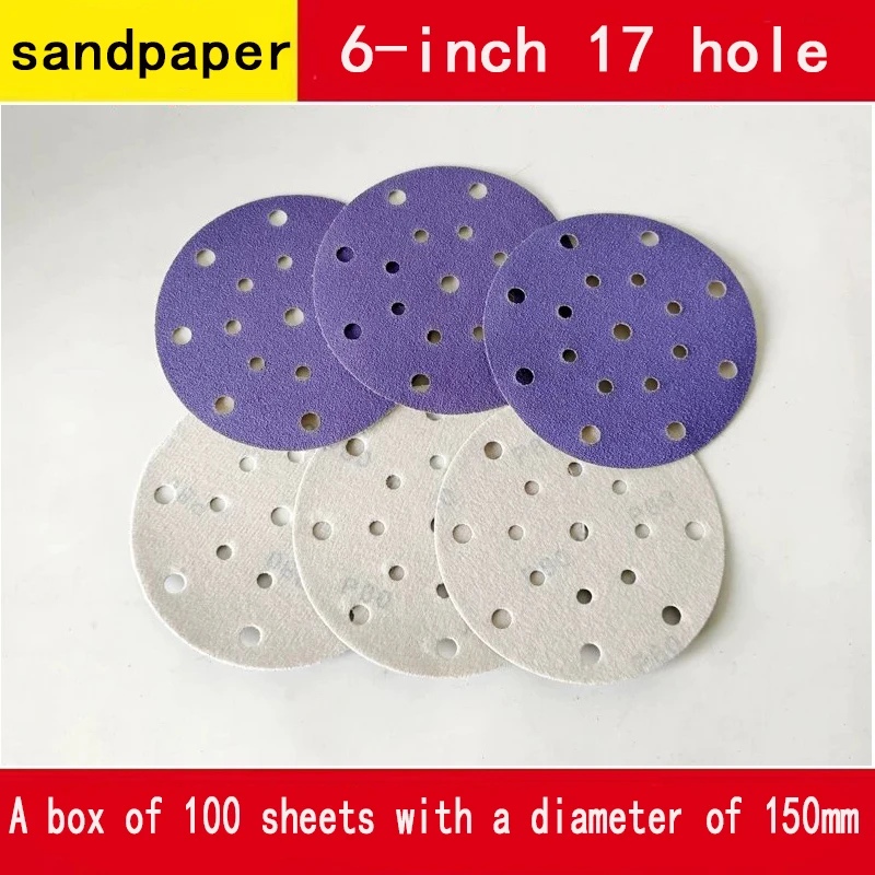 건식 반투명 종이 6인치 17홀 원형 150mm 플러시 패드 연마 진공청소기 자동차..