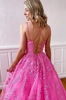 Tulle Spaghetti Straps Prom Dresses Long Lace Appliques Ball Gowns for Women - Image 6