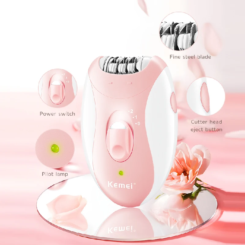 Kemei Rechargeable Women Epilator Facial Hair Remover Bikini Trimmer Body Lady Shaver Leg Electric Razor Pubic Underarm_voghion.com