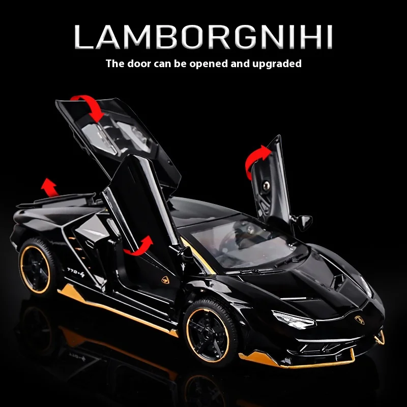 1/32 Cars Toys Auto To Scale Lambor LP770 Diecast Model Cars Alloy Autos Toys Gift for Boys Pull Back Light Music Kids Car 2