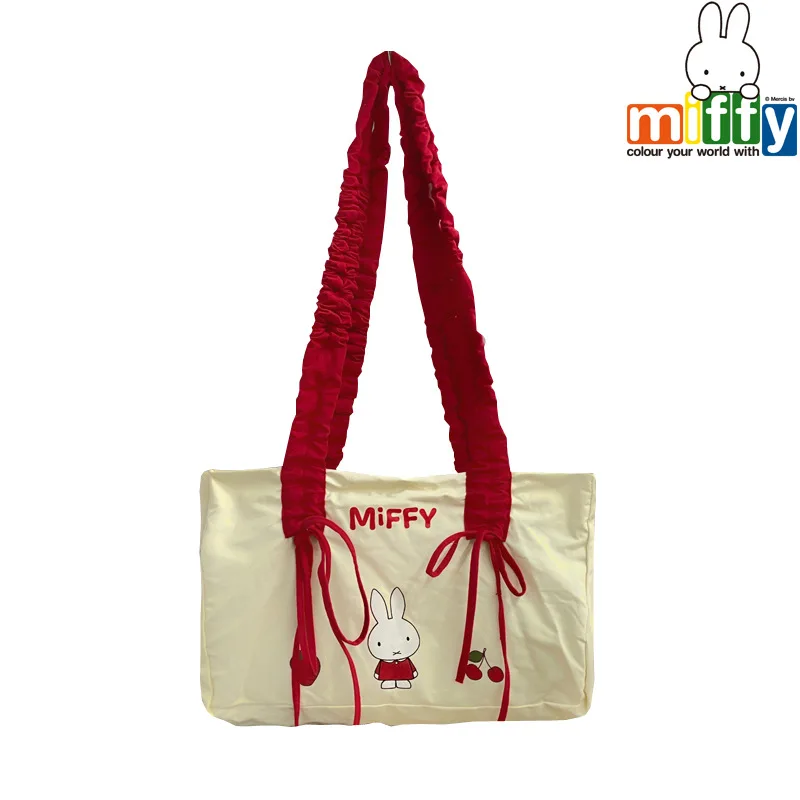 Miffy New Models Anime Cartoon Large Capacity Design Sense Bag Lady Niche Fold Bow Knot Single Shoulder Canvas Daily Kawaii Girl canvas shoulder bag