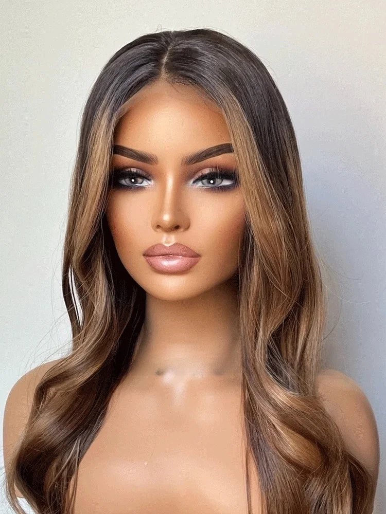 Synthetic Wig Heat Safe Synthetic Lace Front Wig for Women 24 Inches Bouncy Wavy