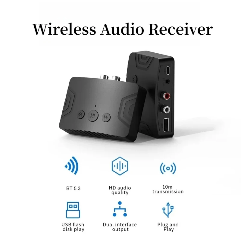 Bluetooth 5.3 Audio Receiver Wireless Audio Adapter Type C With AUX 3.5mm RCA Optical Jack Support U-disk for TV PC Speakers Car