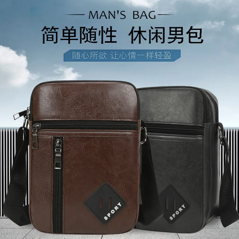 2025 Business Men's Faux Leather Multifunctional Bag Crossbody Shoulder Briefcase with Phone Pocket Wallet Organizer