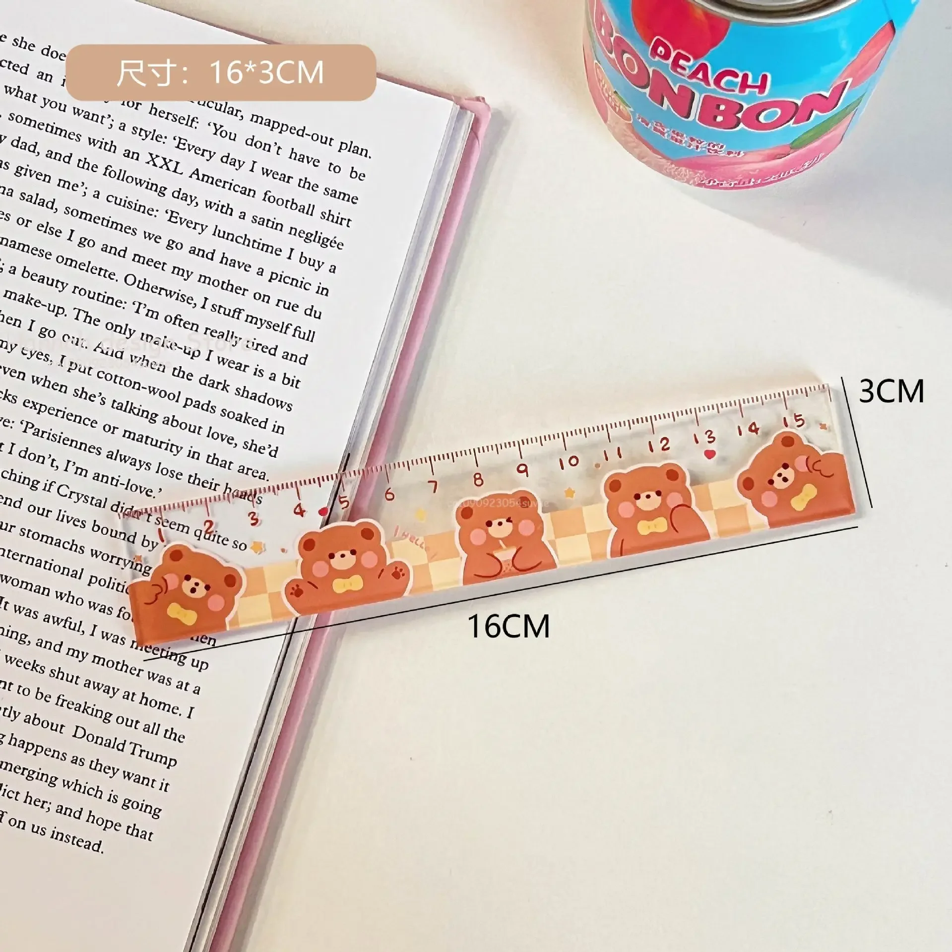 15cm Bear rabbit Ruler Multifunction Drawing Tools Student Cartoon Rulers Double-duty