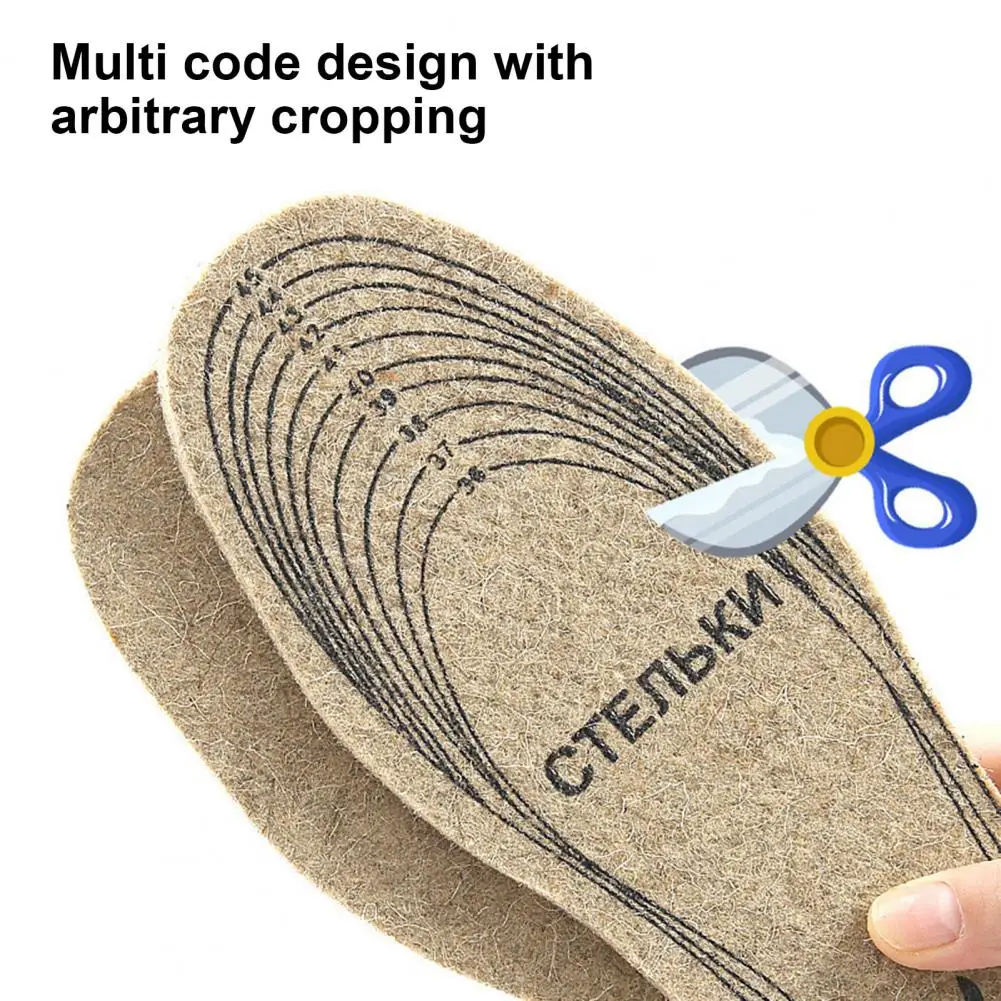 Wool Felt Insoles Winter Warm Boot Shoe Insert Insoles for Men Women Foot Pain Relief Inner Soles for Outdoor Sports Running shoe insoles orthopedic insoles