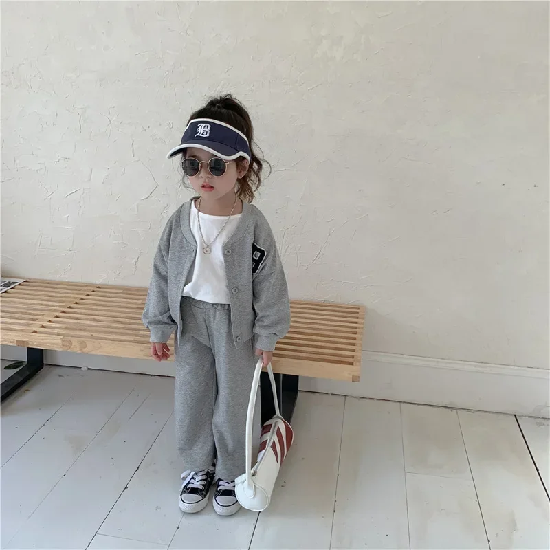 Spring and Autumn New Women's Treasure Foreigner Sweater Jacket Cardigan Flare Pants Girls' Set